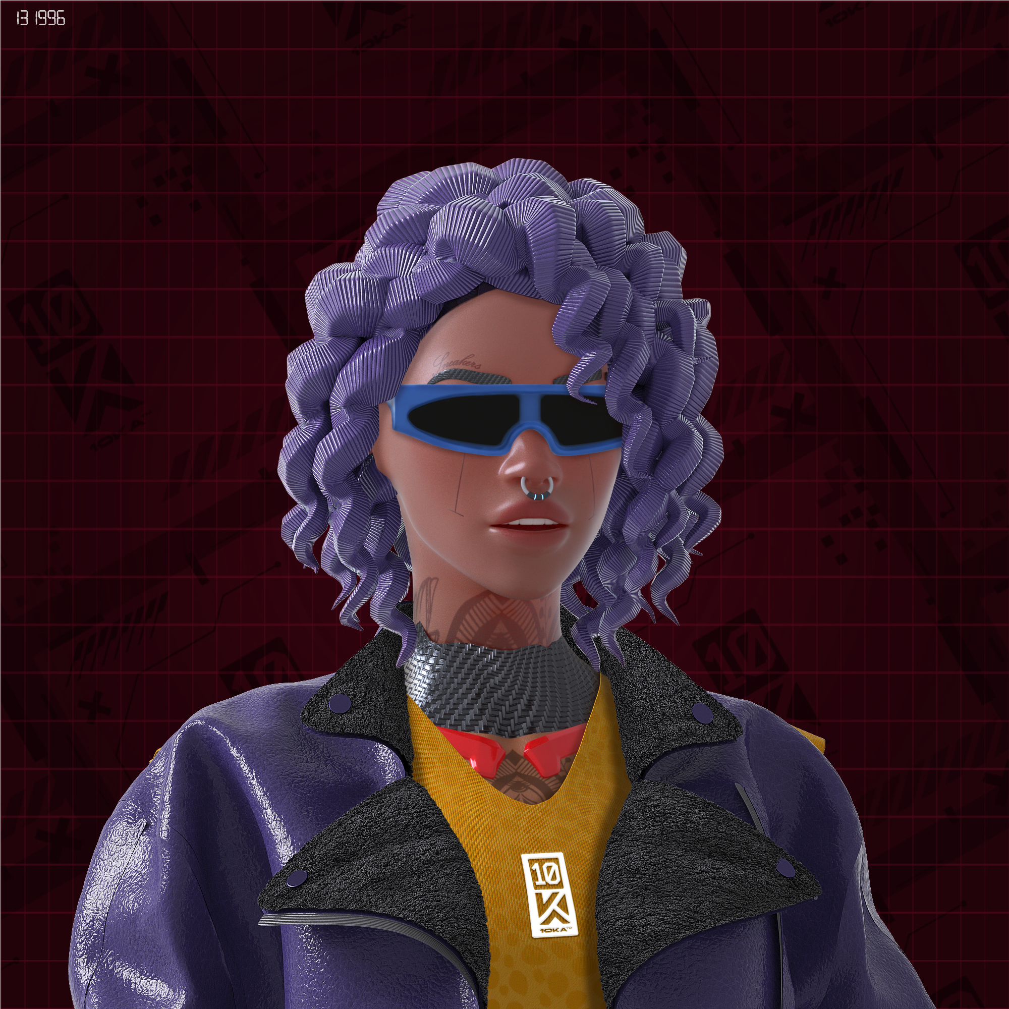 10KA Avatar #018 — Digital Identity (Female Purple Edition)