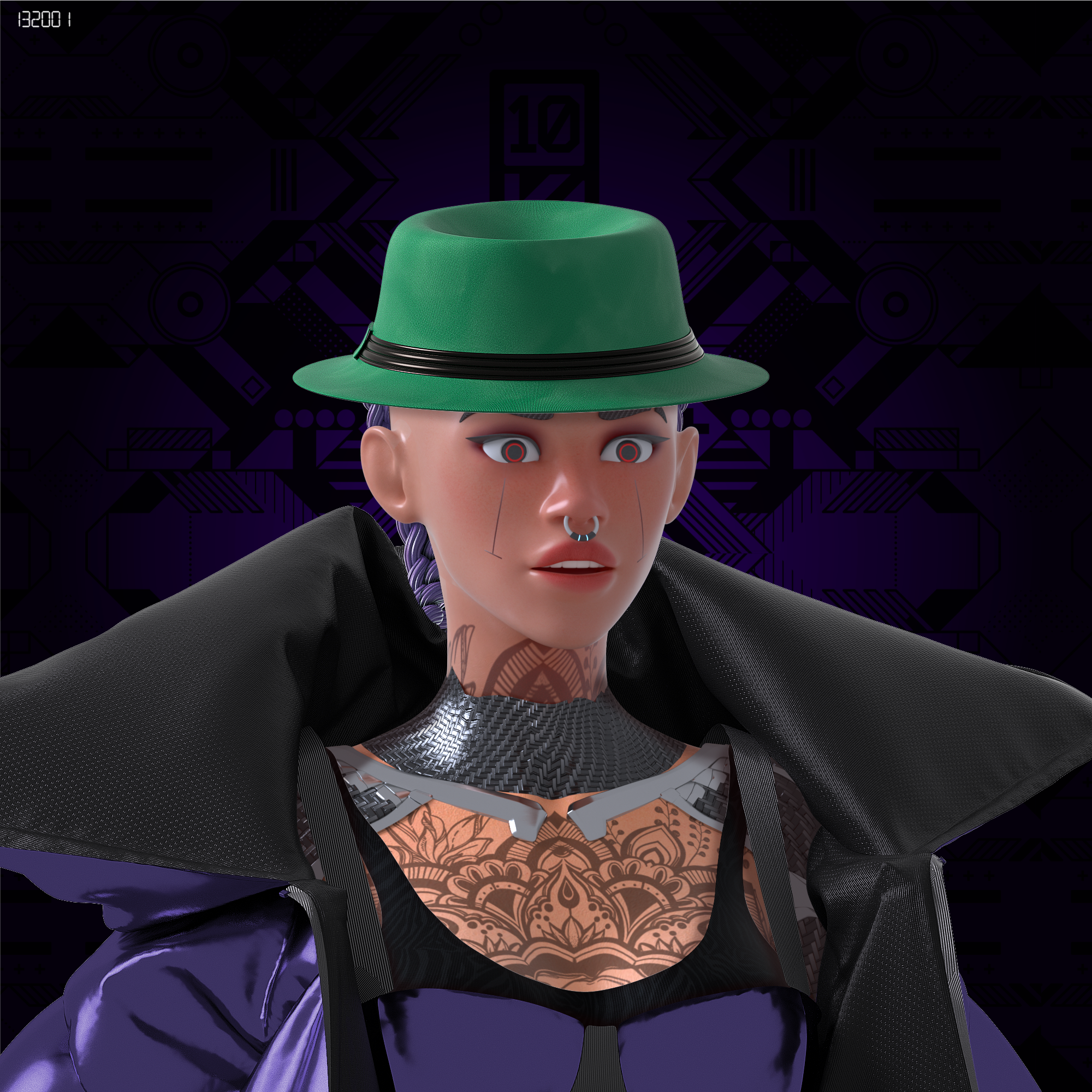 10KA Avatar #012 — Digital Identity (Female Green Edition)