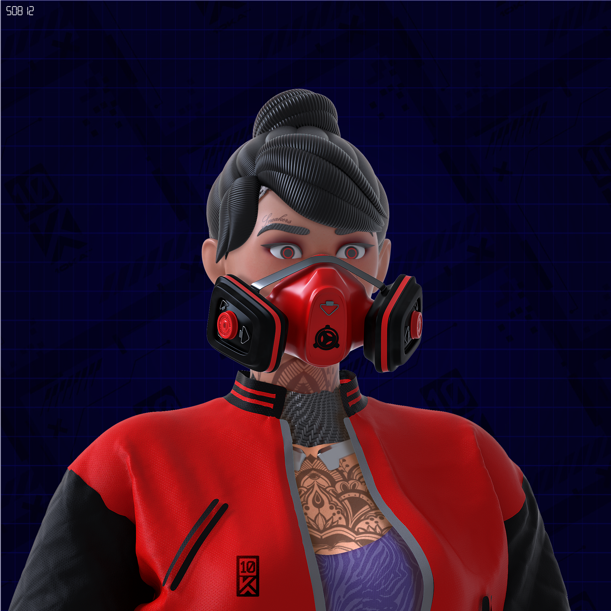 10KA Avatar #013 — Digital Identity (Female Red Edition)