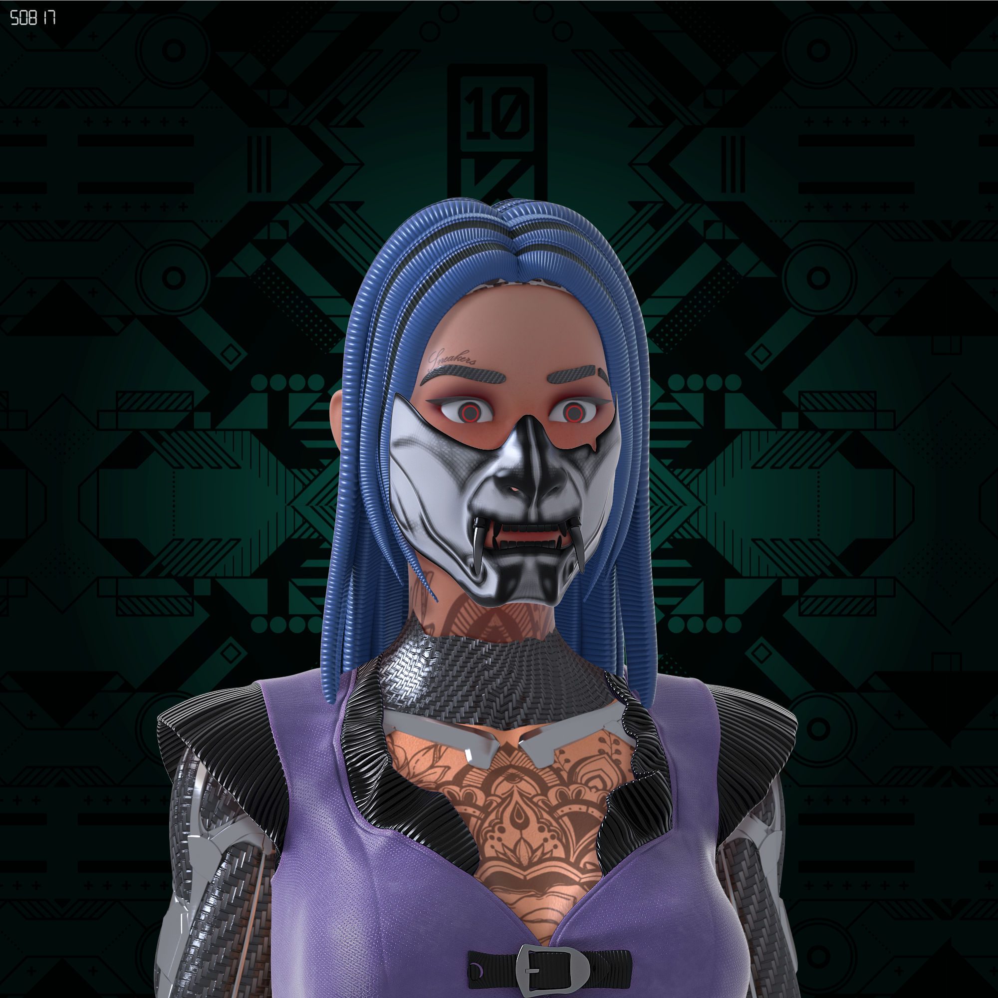 10KA Avatar #017 — Digital Identity (Female Purple Edition)