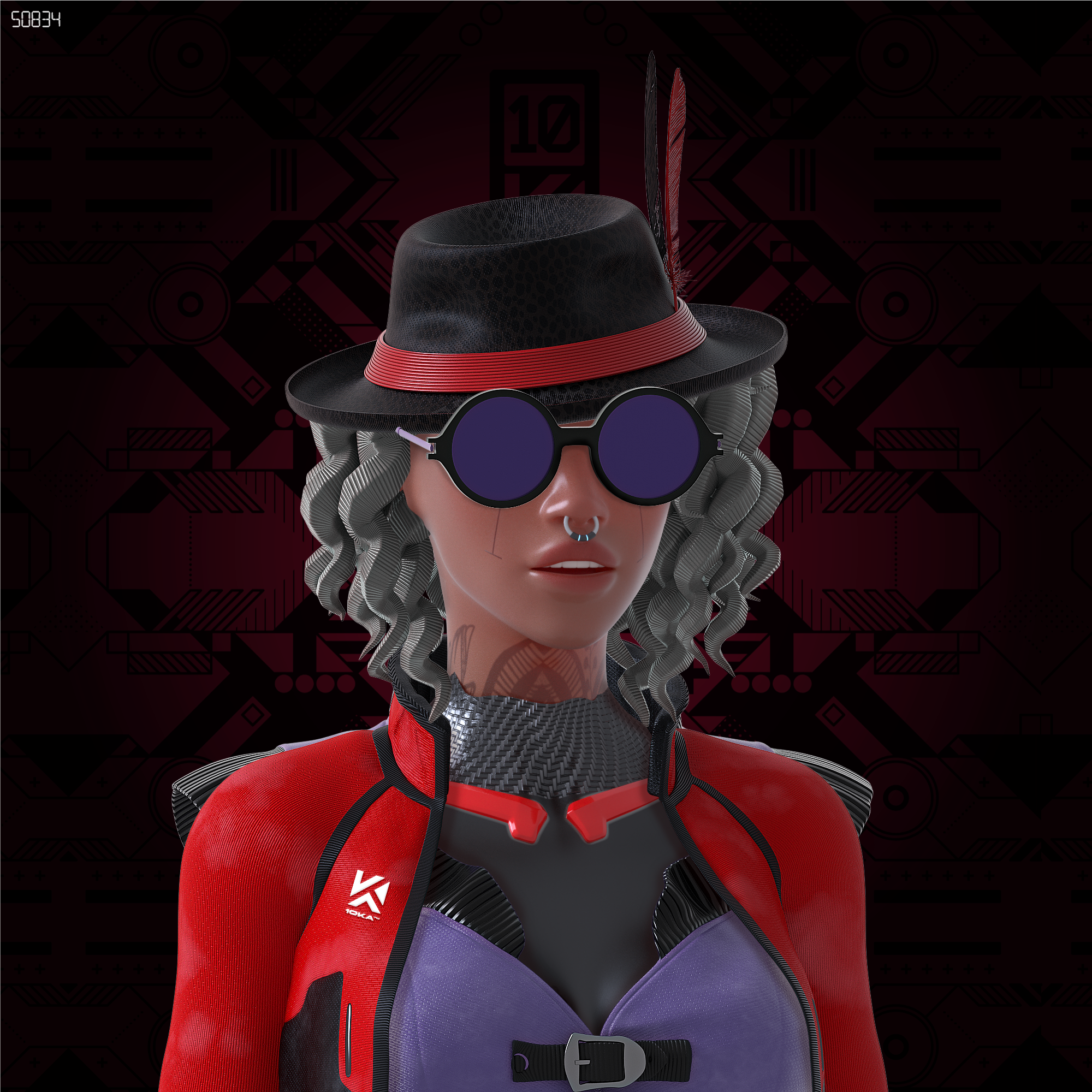 10KA Avatar #015 — Digital Identity (Female Red Edition)