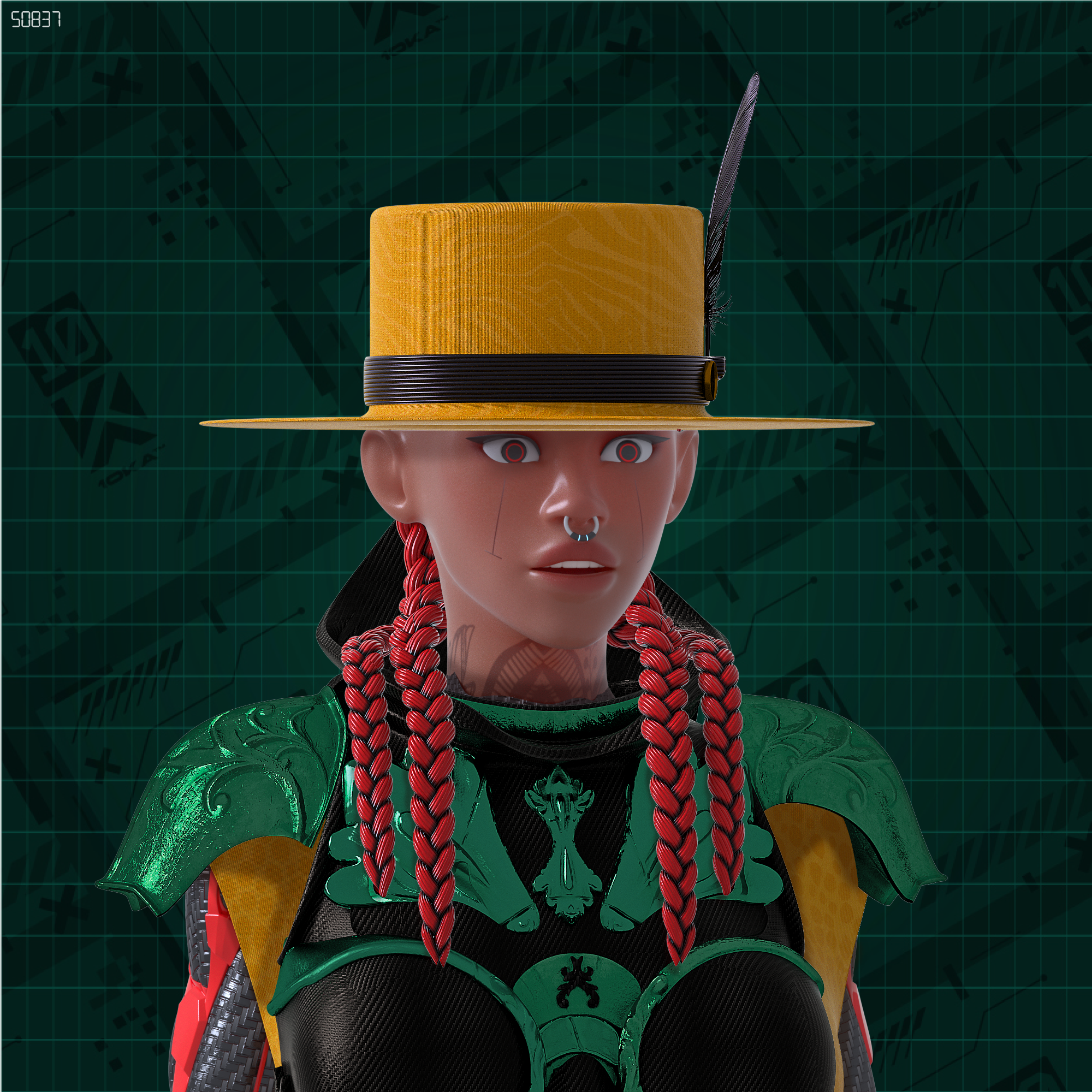 10KA Avatar #011 — Digital Identity (Female Green Edition)