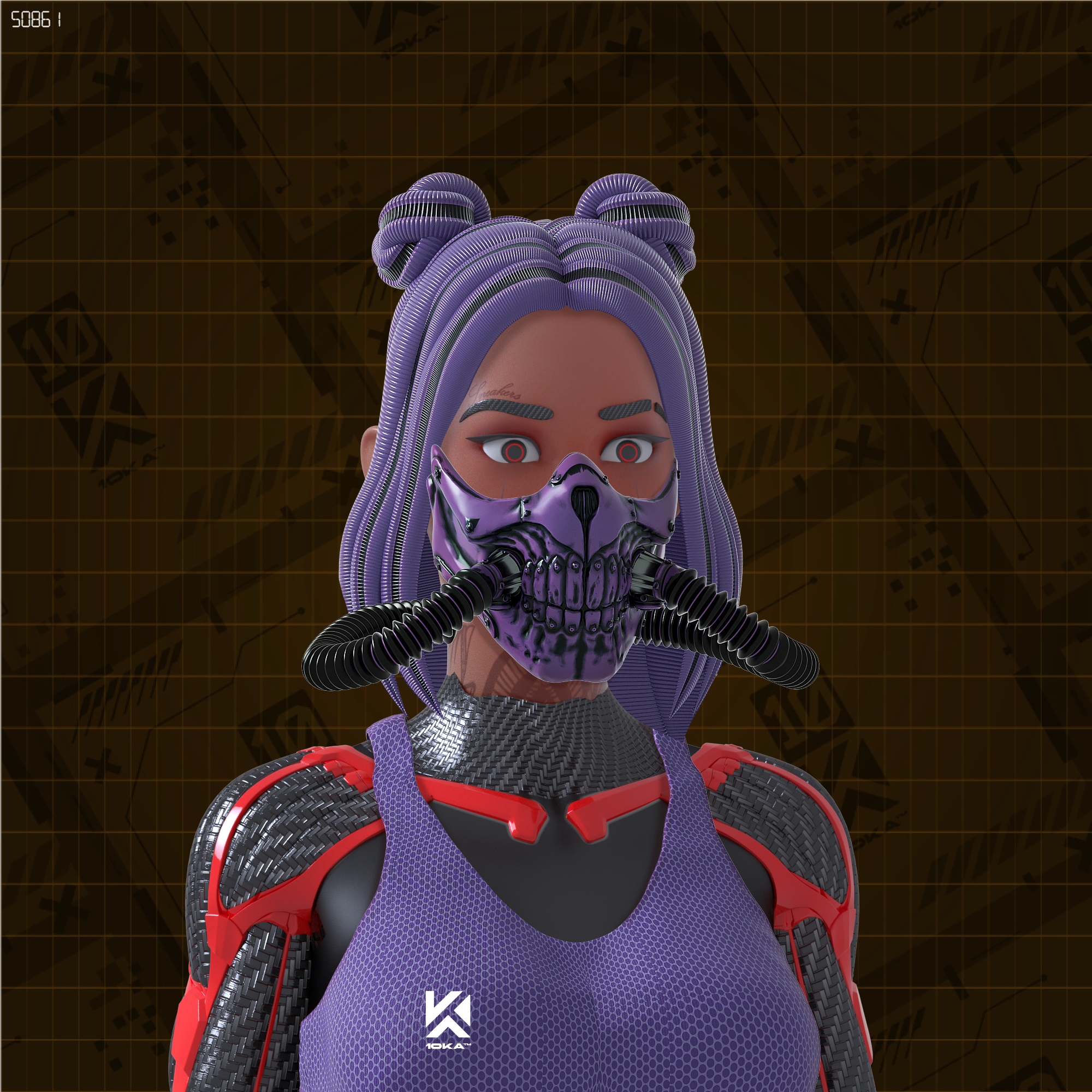 10KA Avatar #020  Digital Identity (Female Purple Edition)
