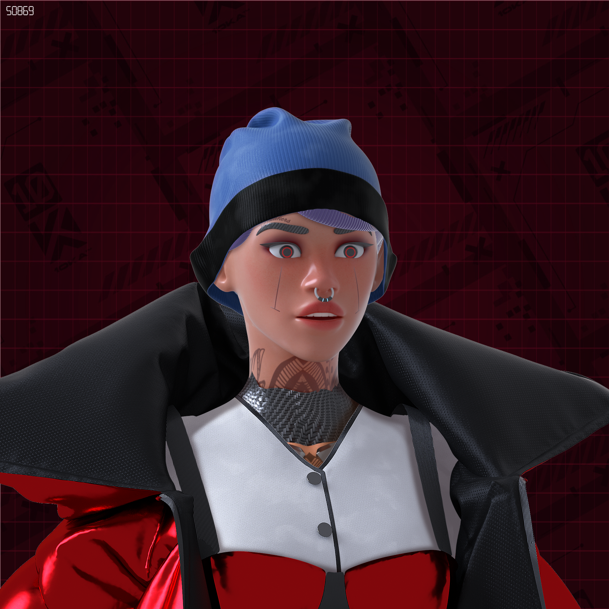 10KA Avatar #024 Digital Identity (Female Red Edition)