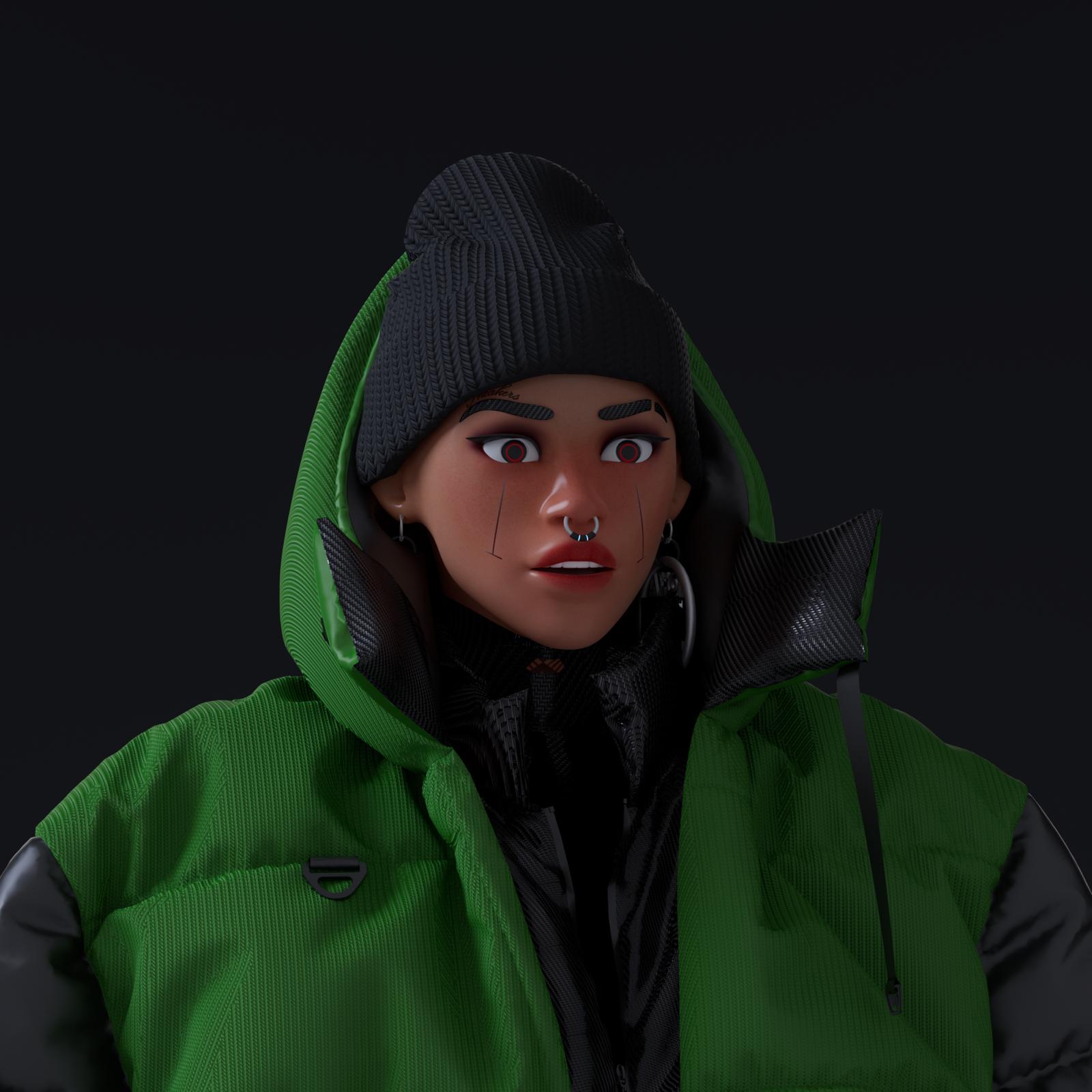 10KA Avatar #001  Digital Identity (Female Green Edition)